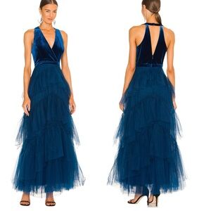 BCBGMAXAZRIA Velvet and Tulle blue 0